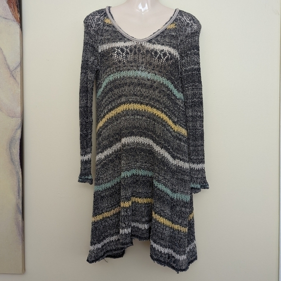 Free PEOPLE striped loose knit crochet pullover sweater life's a beach xs - Picture 5 of 11